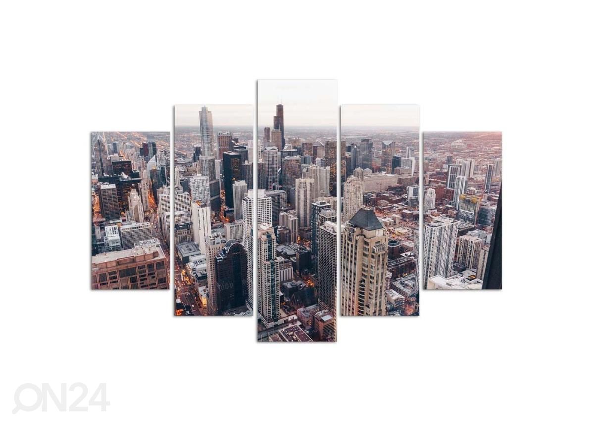 5-osainen sisustustaulu Chicago Skyscrapers 150x100 cm kuvasuurennos
