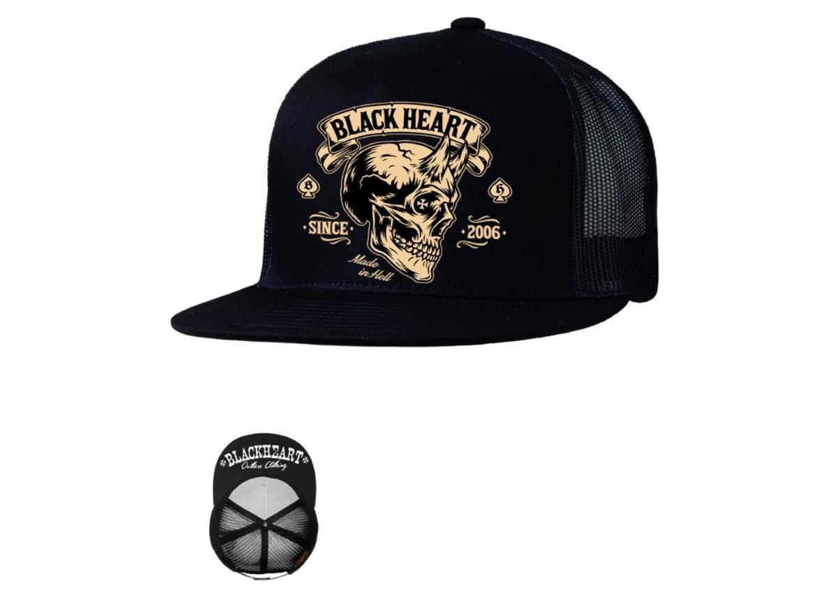 Aikuisten lippalakki BLACK HEART Devil Skull Trucker kuvasuurennos