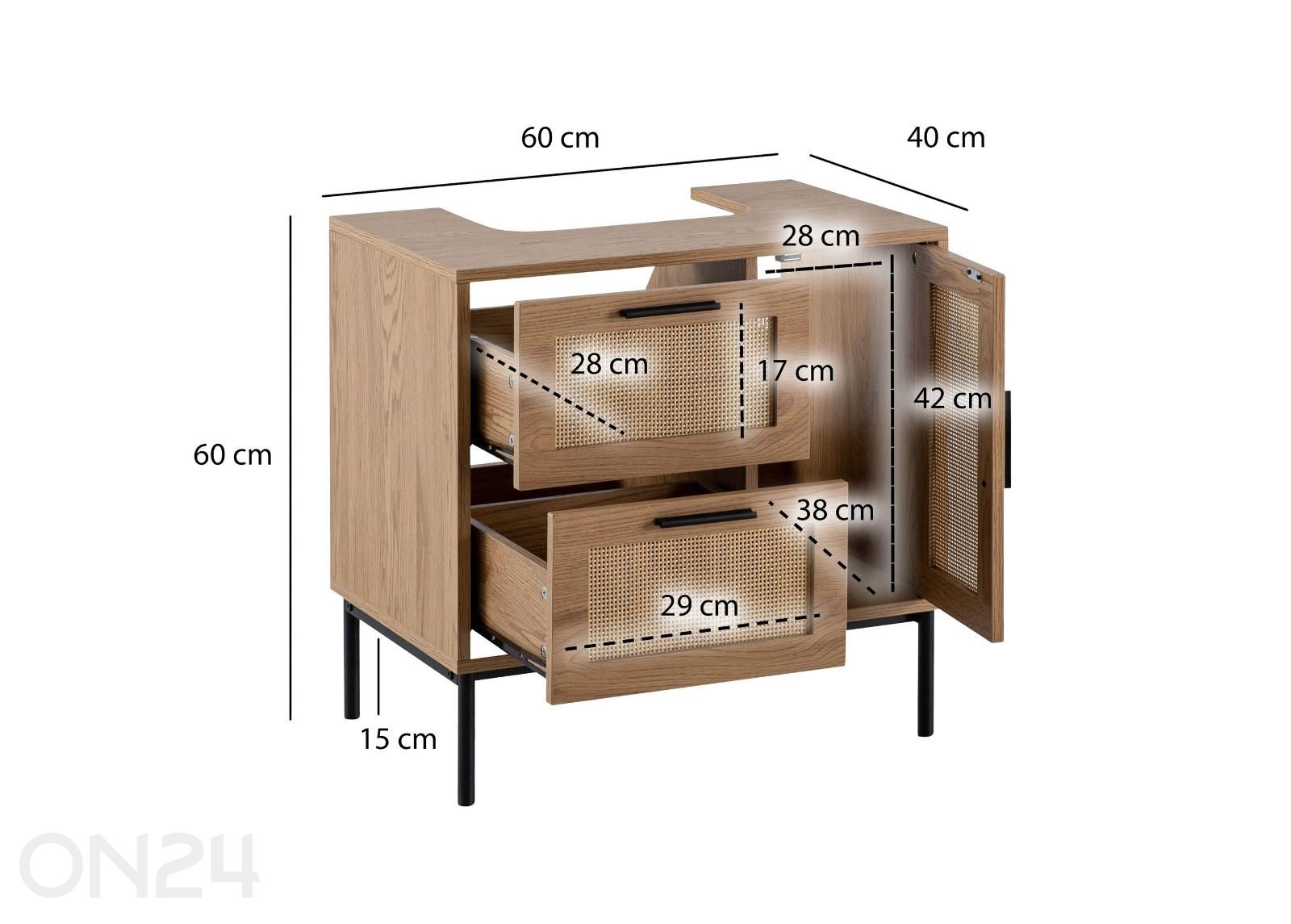 Allaskaappi 60x60 cm kuvasuurennos mitat