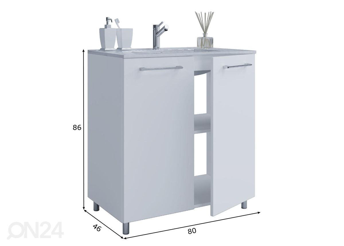 Allaskaappi Badinos 80 cm kuvasuurennos mitat