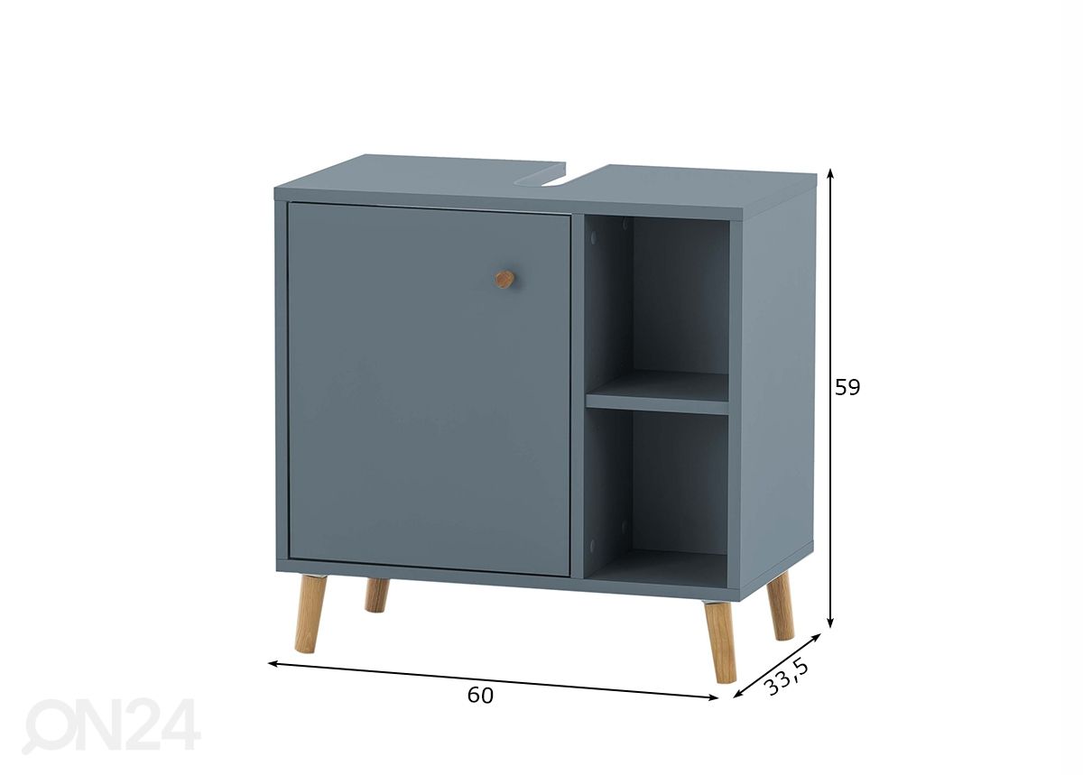 Allaskaappi Bjarne 60 cm kuvasuurennos mitat