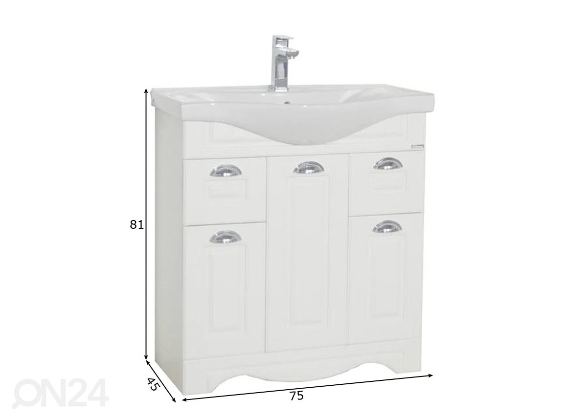 Allaskaappi Casalo XL 75 cm kuvasuurennos mitat