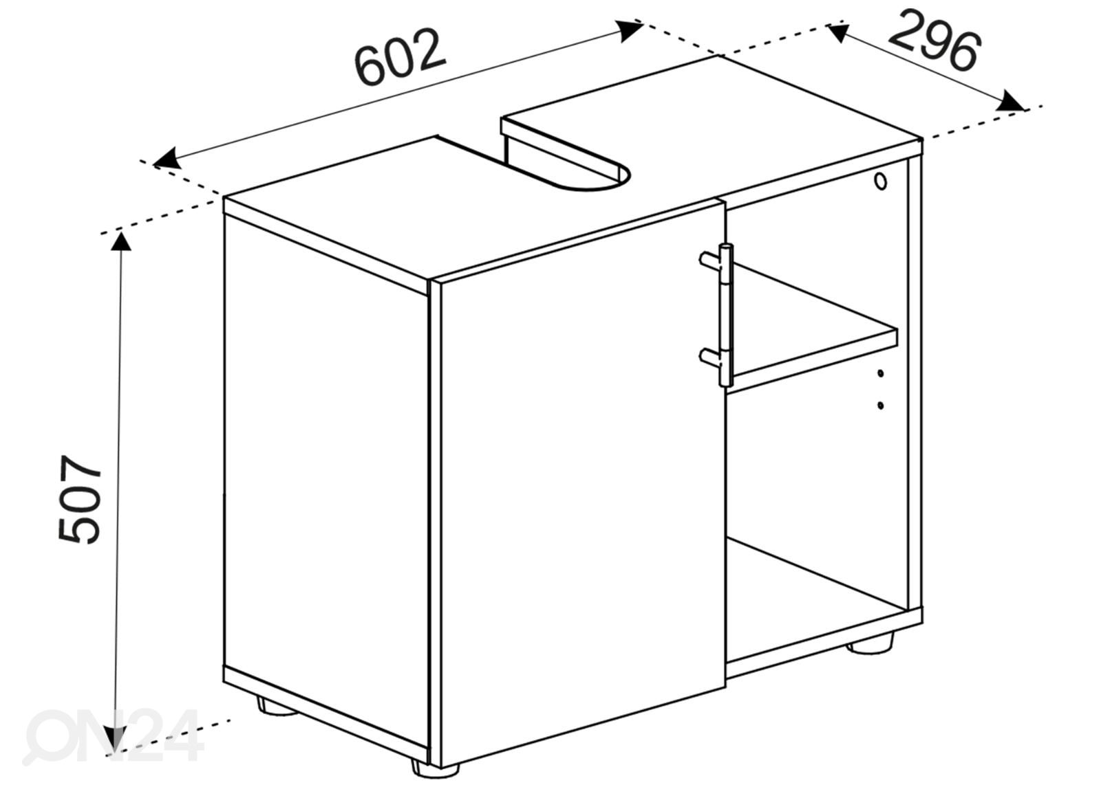 Allaskaappi Flandu III 60 cm kuvasuurennos mitat