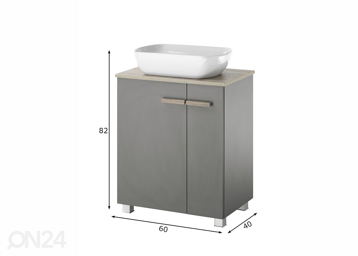 Allaskaappi + pesuallas Solid kuvasuurennos mitat