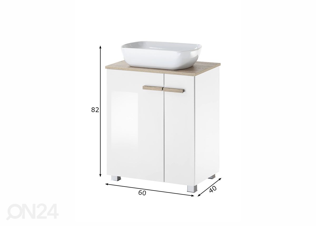 Allaskaappi + pesuallas Solid kuvasuurennos mitat