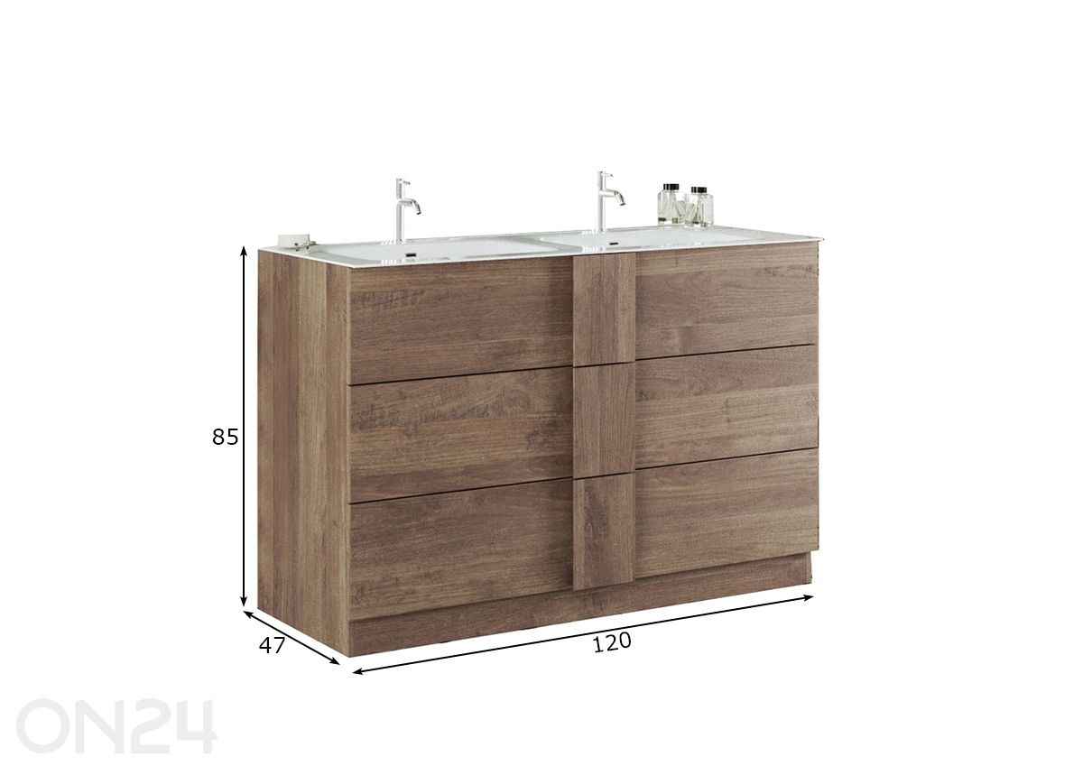 Allaskaappi pesualtaalla Jupiter 120 cm kuvasuurennos mitat