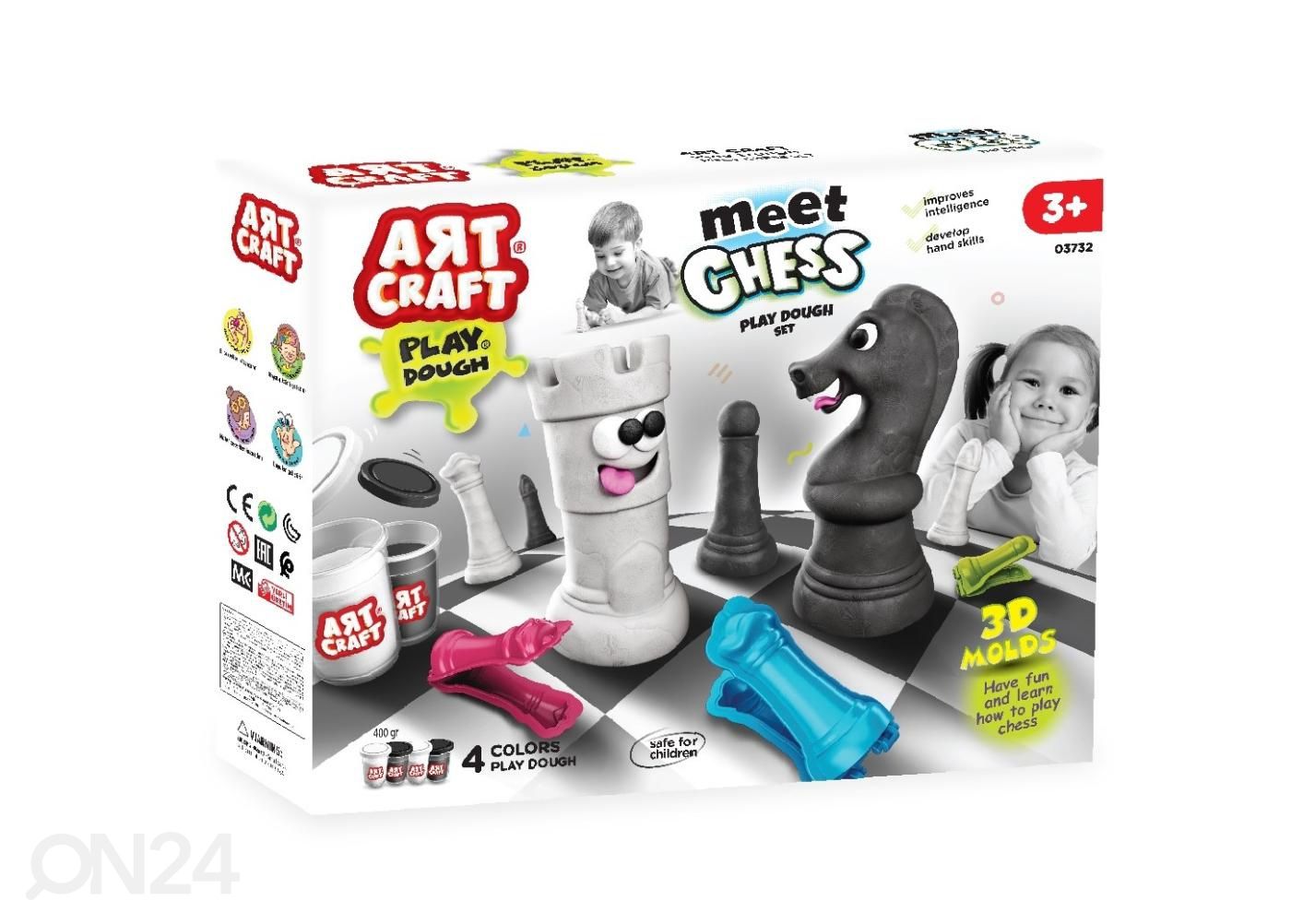 Art Craft Play Dough-shakkilauta muoteilla kuvasuurennos