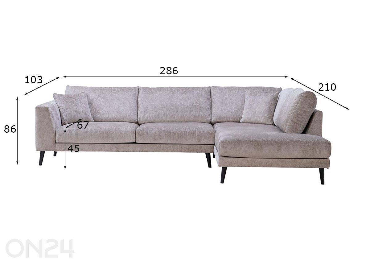 Atto Collection kulmasohva Daily kuvasuurennos mitat