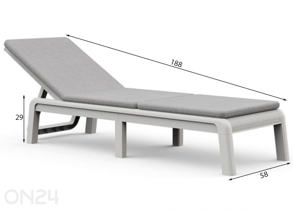 Aurinkotuoli Keter Keter Mallorca pehmusteella Sunlounger, valkoinen / harmaa kuvasuurennos mitat