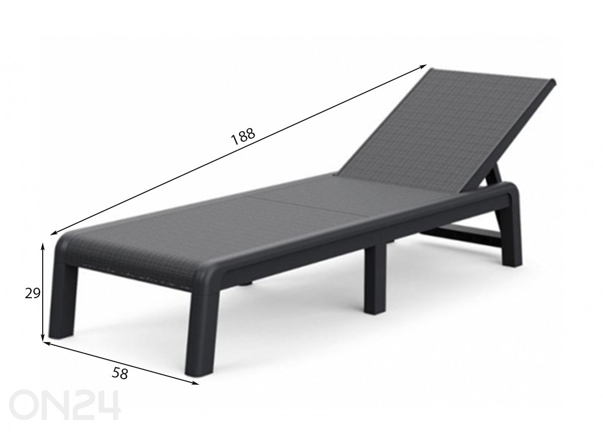 Aurinkotuoli Keter Mallorca Sunlounger, grafiitti kuvasuurennos mitat