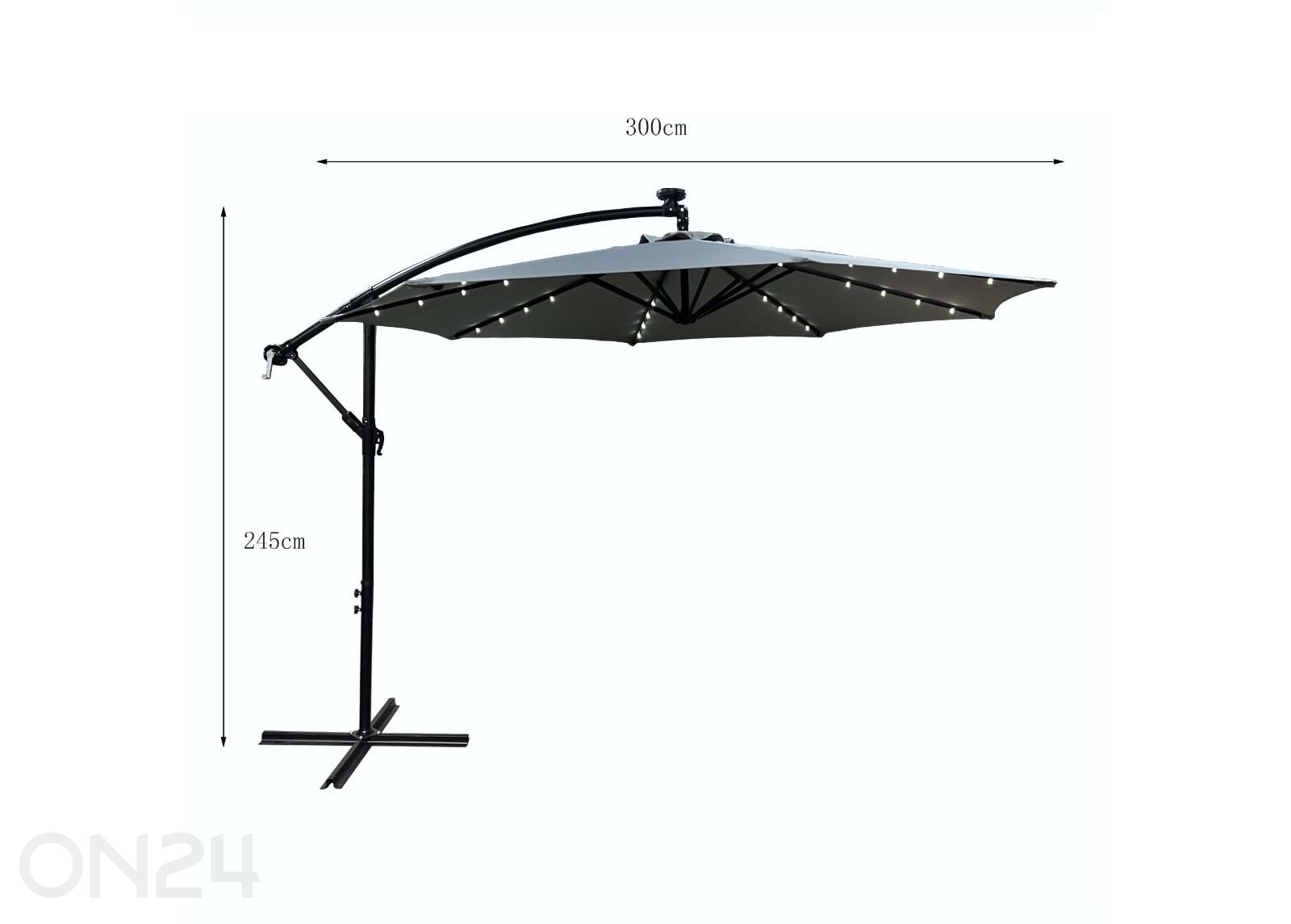 Aurinkovarjo Milin + LED Ø 3 m kuvasuurennos mitat