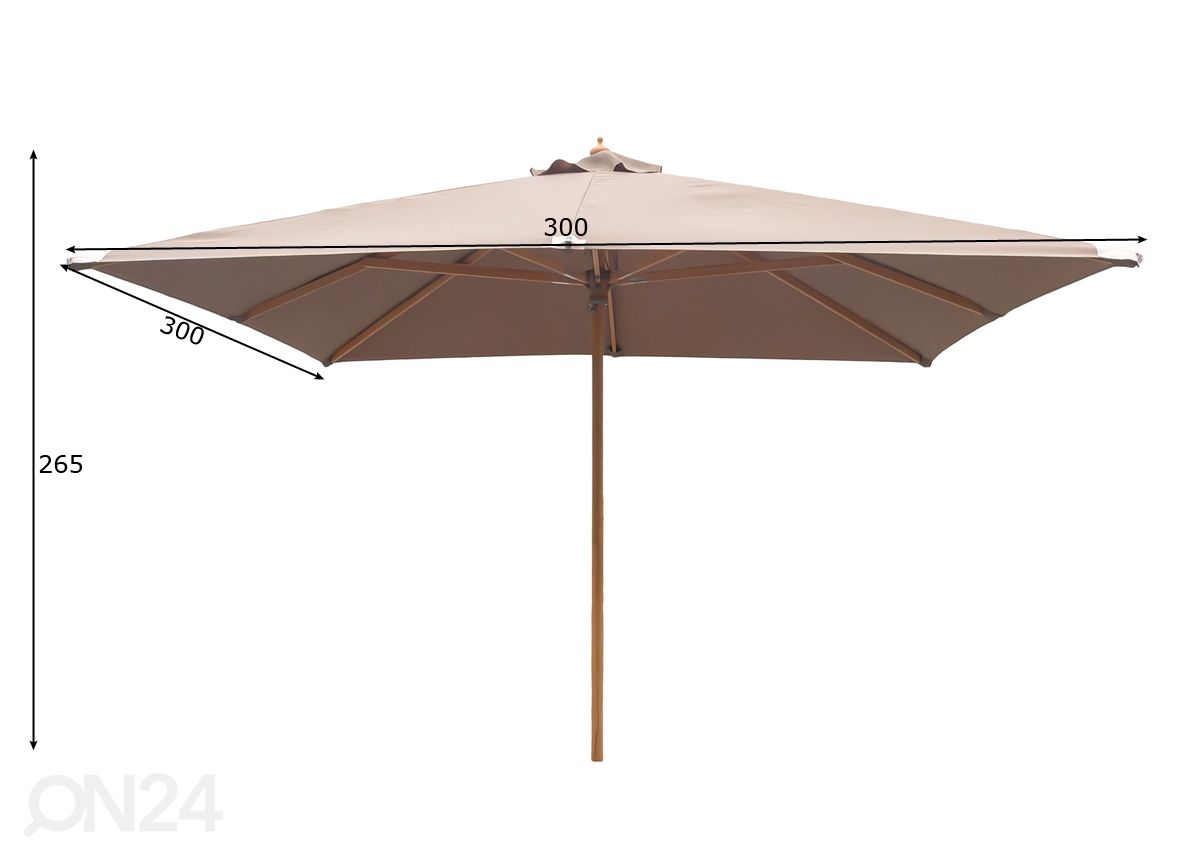 Aurinkovarjo Tallahassee 3x3 m kuvasuurennos mitat