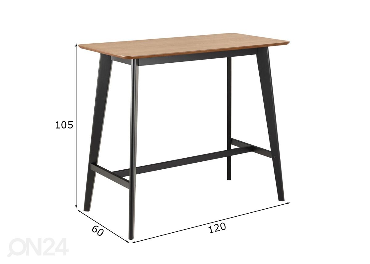Baaripöytä Concord 60x120 cm kuvasuurennos mitat