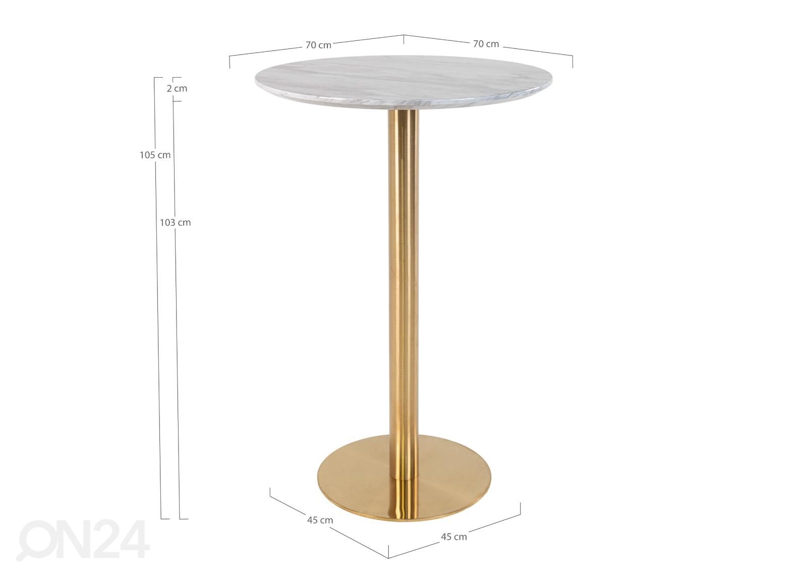 Baaripöytä Piacenza Ø70 cm kuvasuurennos mitat