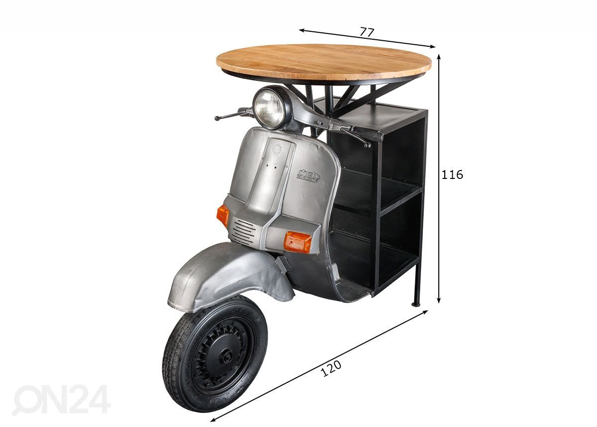Baaripöytä Scooter kuvasuurennos mitat