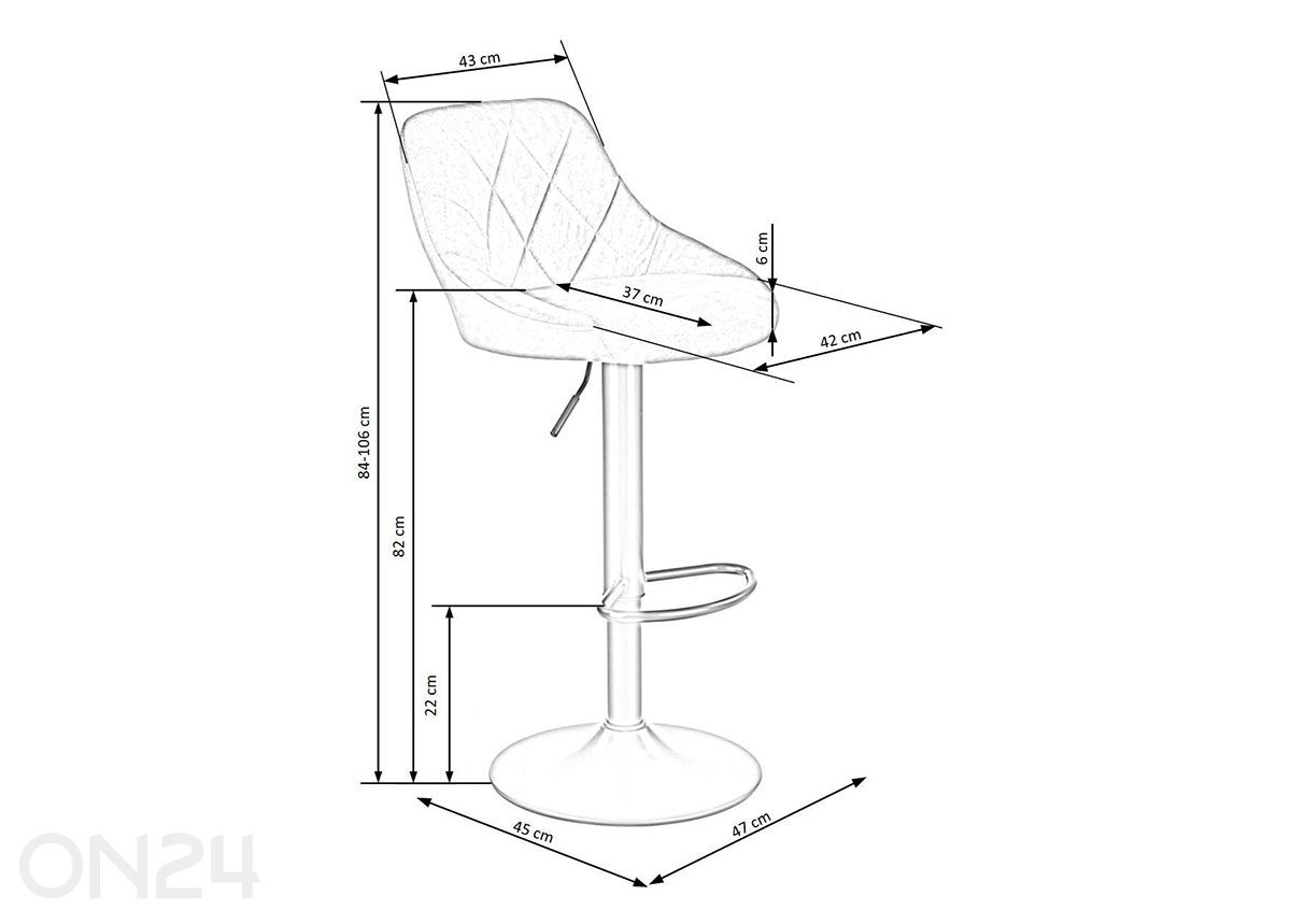 Baarituoli kuvasuurennos mitat