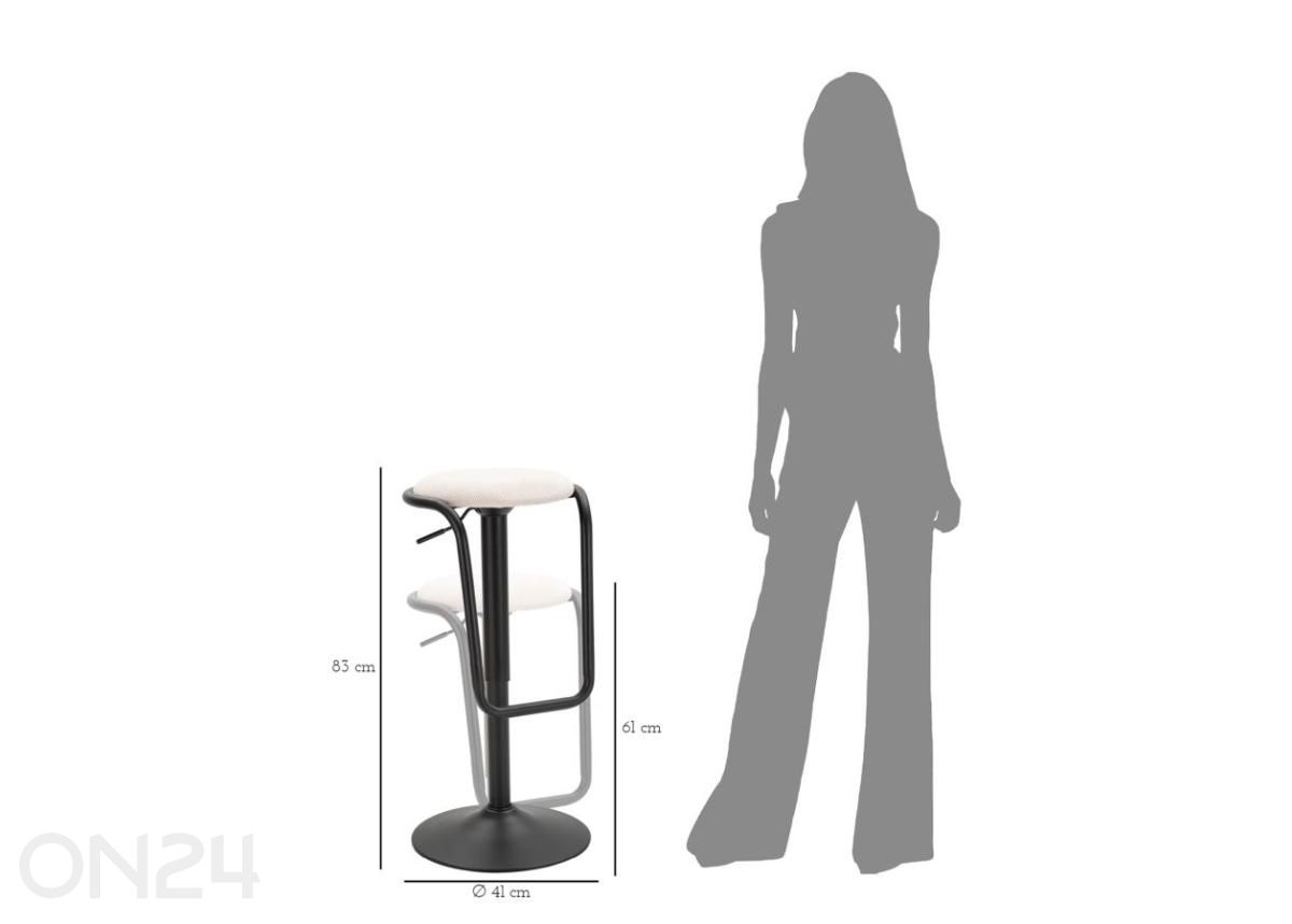 Baarituoli Destiny, valkoinen kuvasuurennos mitat