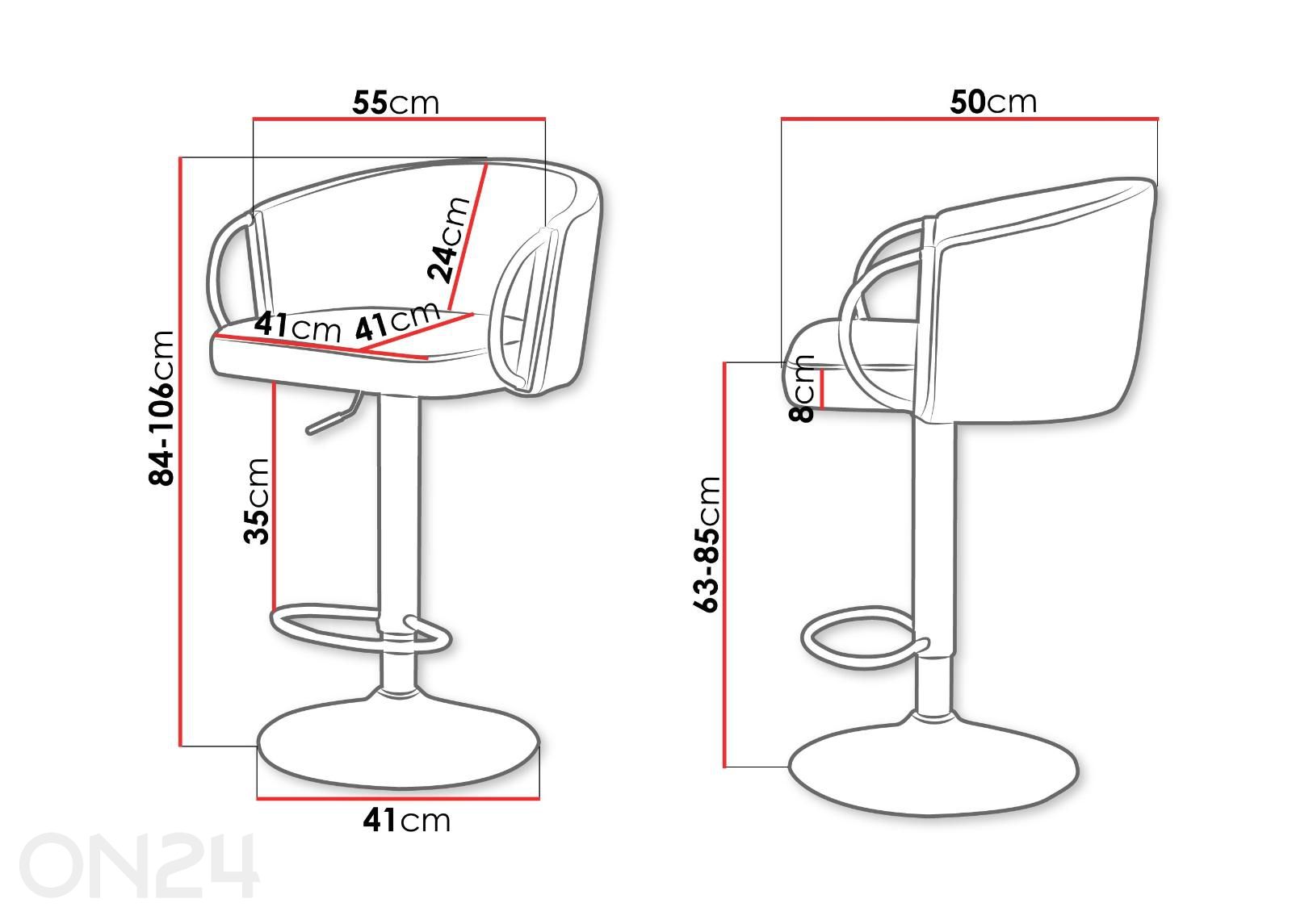 Baarituolit Muz, 2 kpl kuvasuurennos mitat