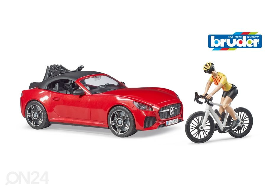 Bruder Urheiluauto ja pyöräilijä 1:16 Bruder kuvasuurennos