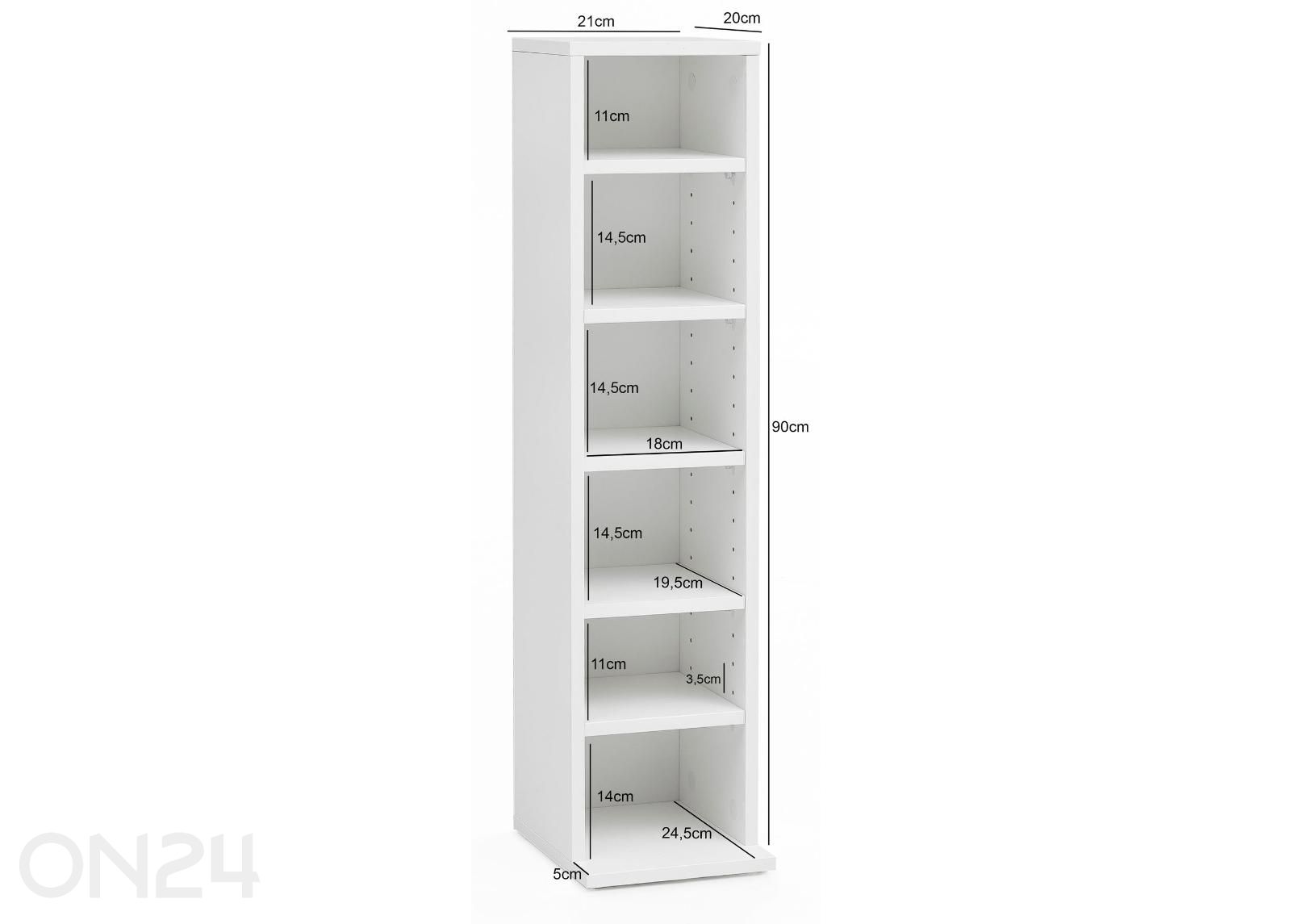 CD/DVD hylly 20x90 cm kuvasuurennos mitat