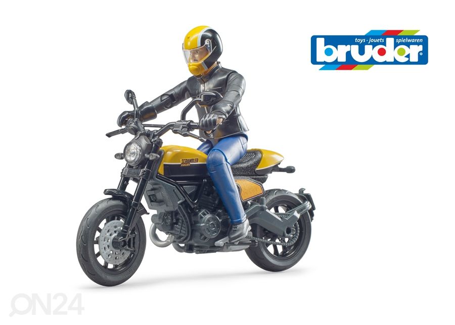 Ducati Scrambler ja ajaja 1:16 Bruder kuvasuurennos