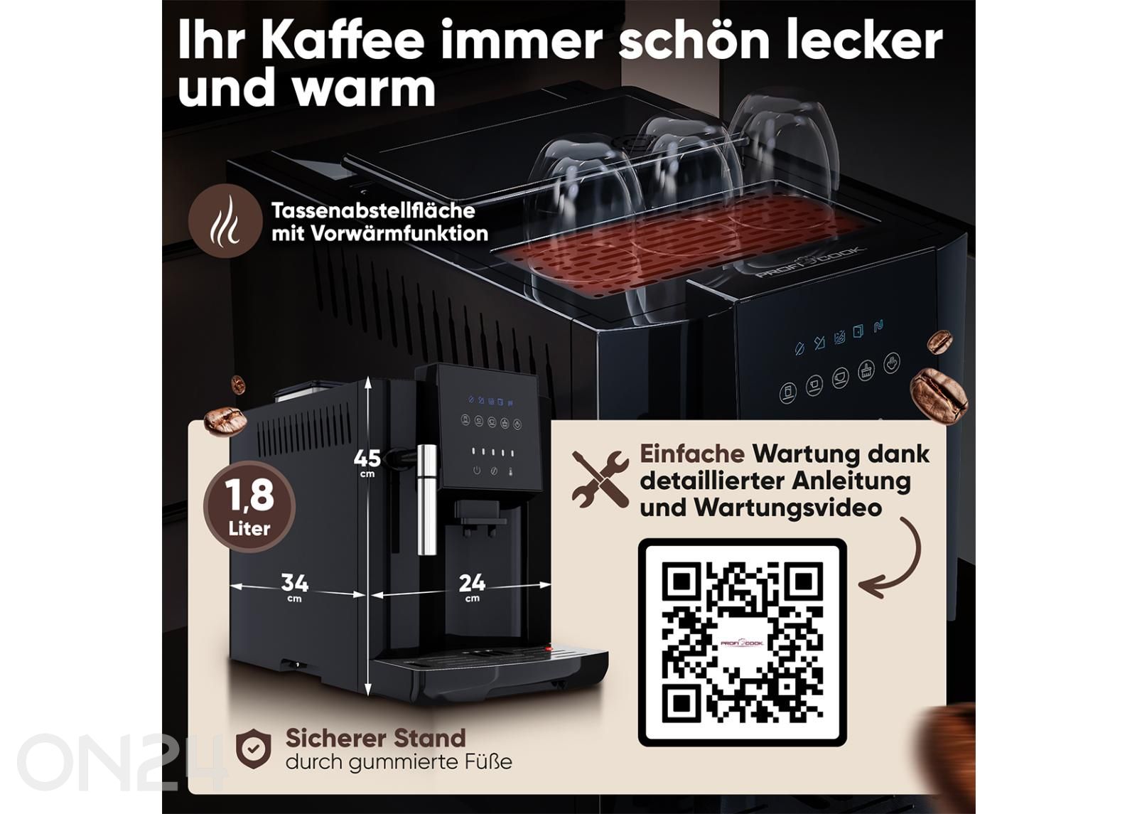 Espressokeitin ProfiCook PC-KAV 1281 kuvasuurennos mitat