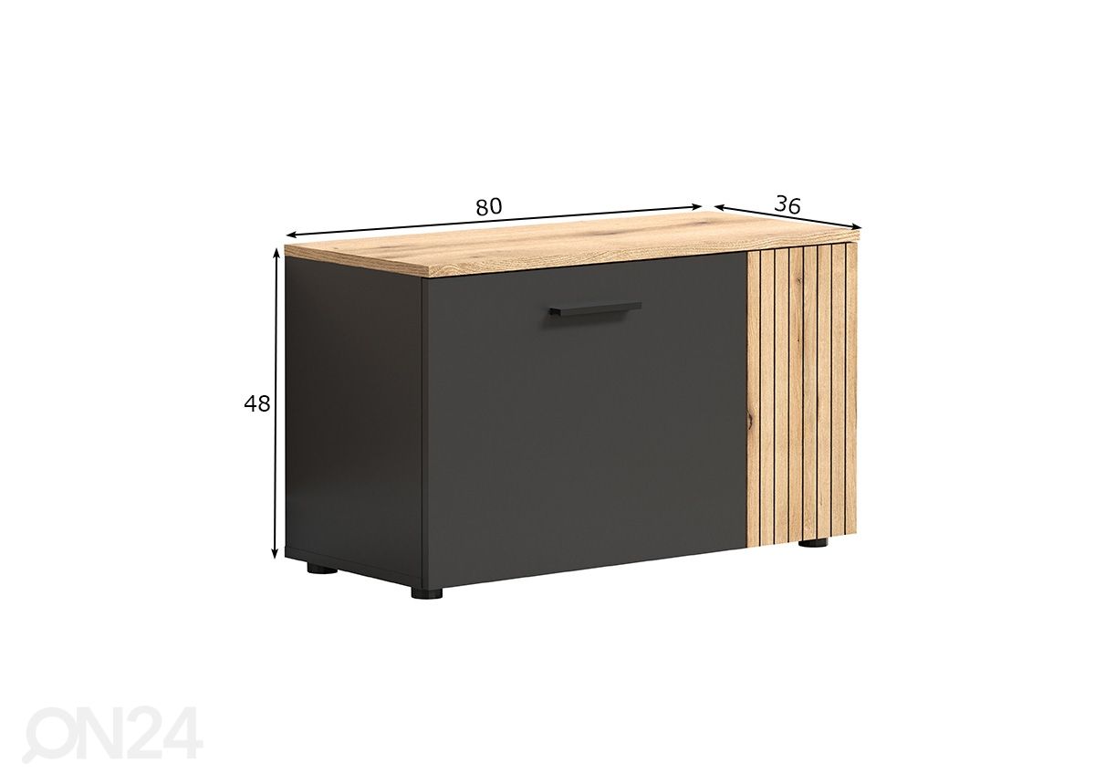 Eteisen penkki Esteban 80 cm kuvasuurennos mitat