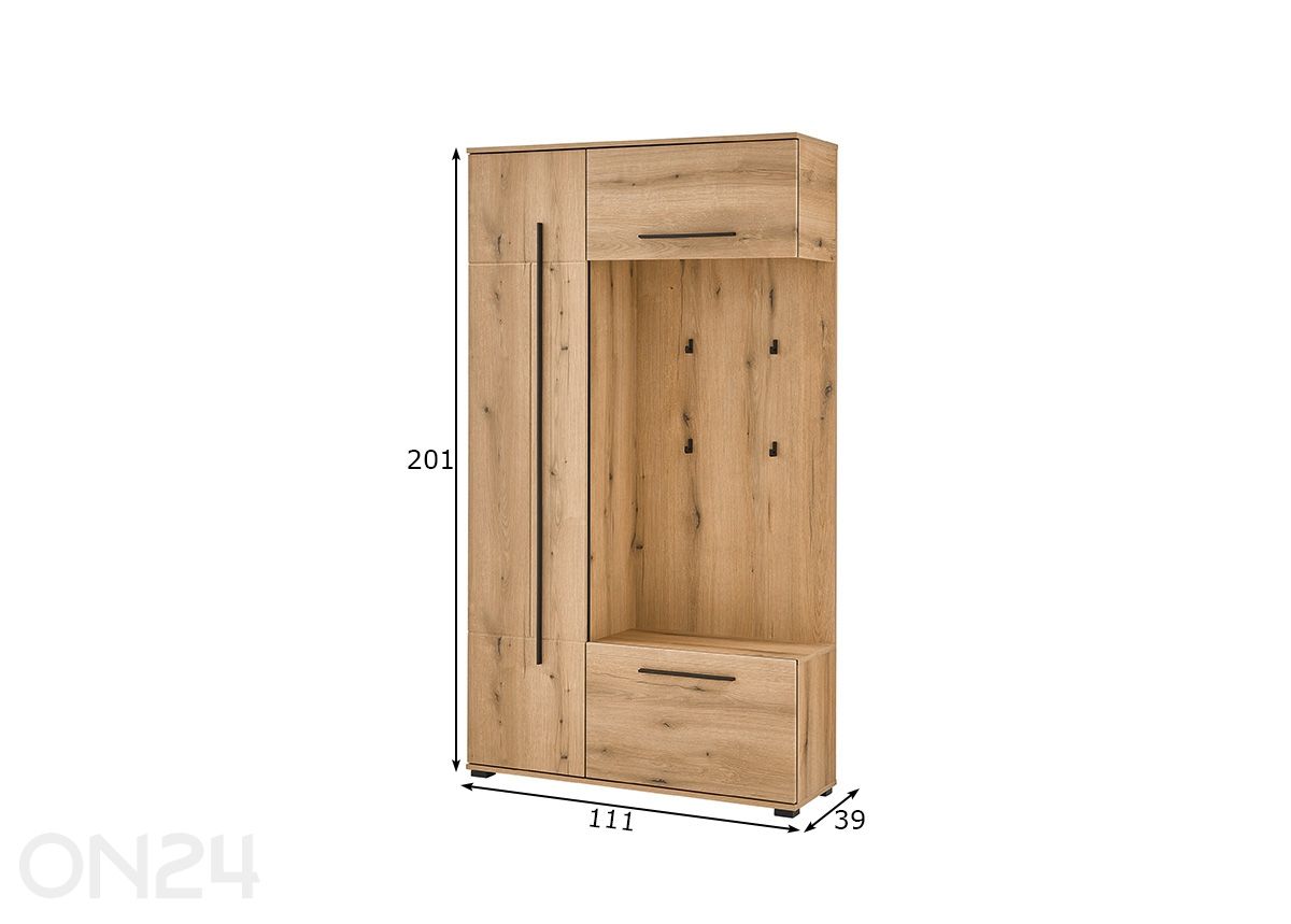 Eteiskaappi Cantara 111 cm kuvasuurennos mitat