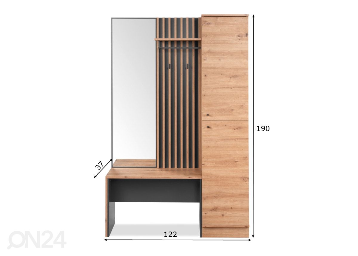 Eteiskalusteet Medan 122 cm kuvasuurennos mitat