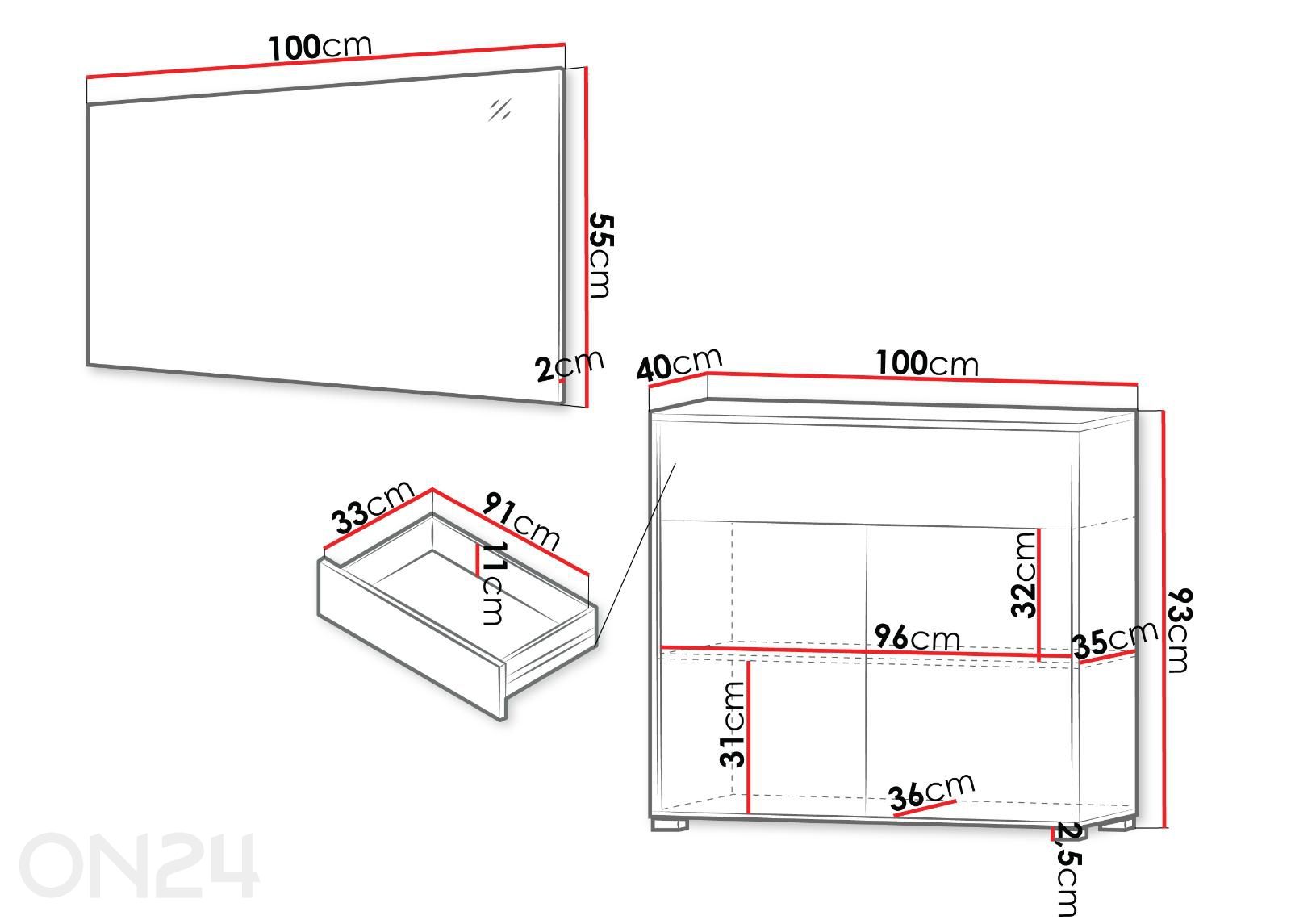 Eteiskalustesetti Gesita kuvasuurennos mitat