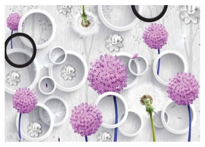 Fleece kuvatapetti 3D Abstract with Silhouettes of Dandelions 400x260 cm kuvasuurennos