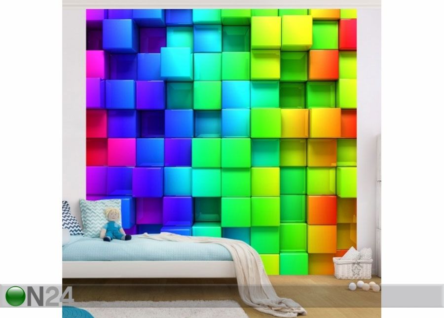 Fleece-kuvatapetti 3D CUBES kuvasuurennos