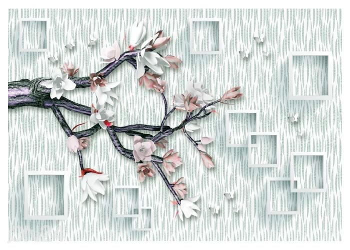 Fleece kuvatapetti 3D Ender Flower and Tree Branch 368x254 cm kuvasuurennos