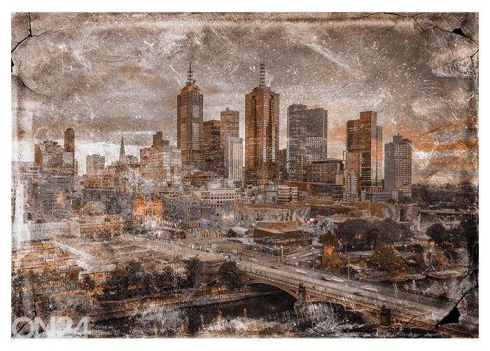 Fleece-kuvatapetti Art Mural Melbourne City Skyline 368x254 cm kuvasuurennos