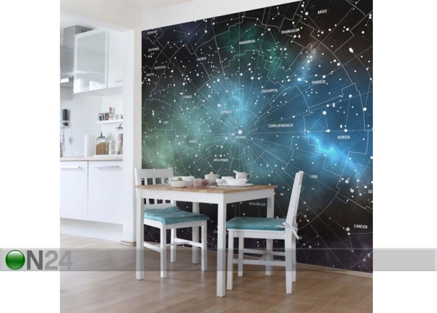 Fleece-kuvatapetti CONSTELLATIONS MAP GALAXY FOG kuvasuurennos
