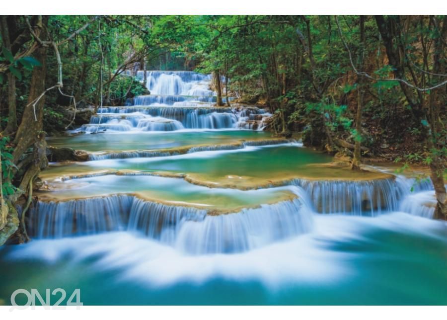 Fleece kuvatapetti Deep Forest Waterfall 368x254 cm kuvasuurennos