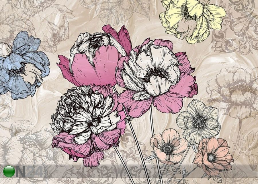 Fleece kuvatapetti Flowers 2 360x270 cm kuvasuurennos