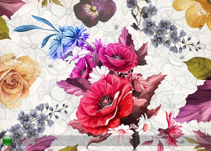Fleece kuvatapetti Flowers 3 360x270 cm kuvasuurennos