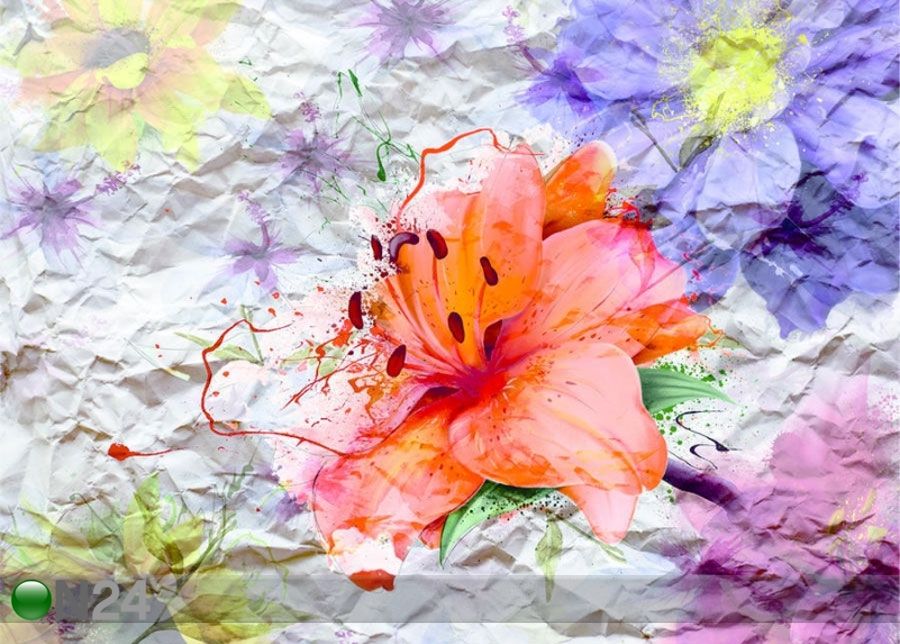 Fleece-kuvatapetti FLOWERS WITH PAPER EFFECT, 360x270 cm kuvasuurennos