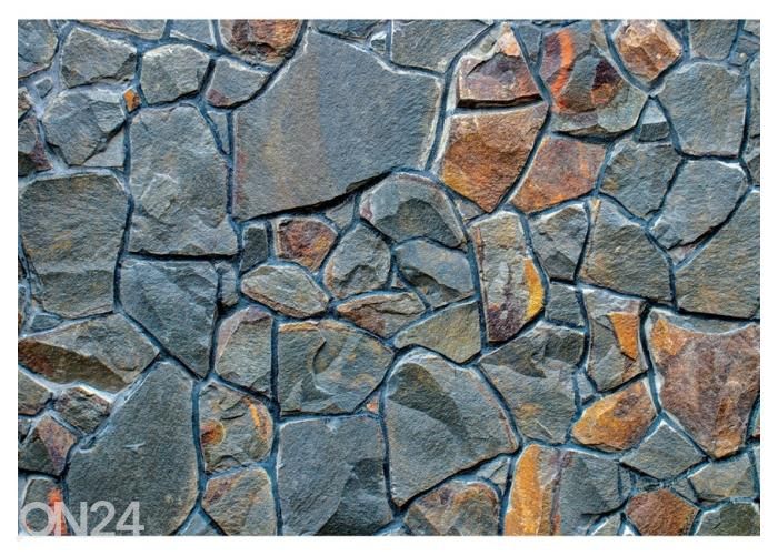 Fleece kuvatapetti Modern Style Gray Color Stone Wall Pattern 416x290 cm kuvasuurennos