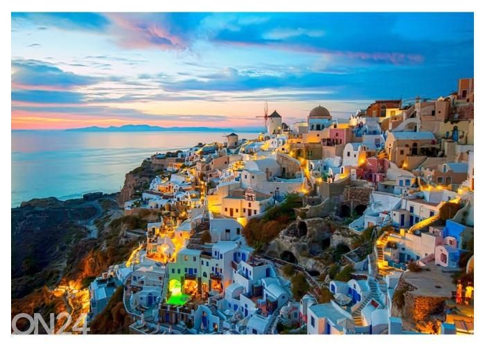 Fleece kuvatapetti Oia Santorini 368x254 cm kuvasuurennos