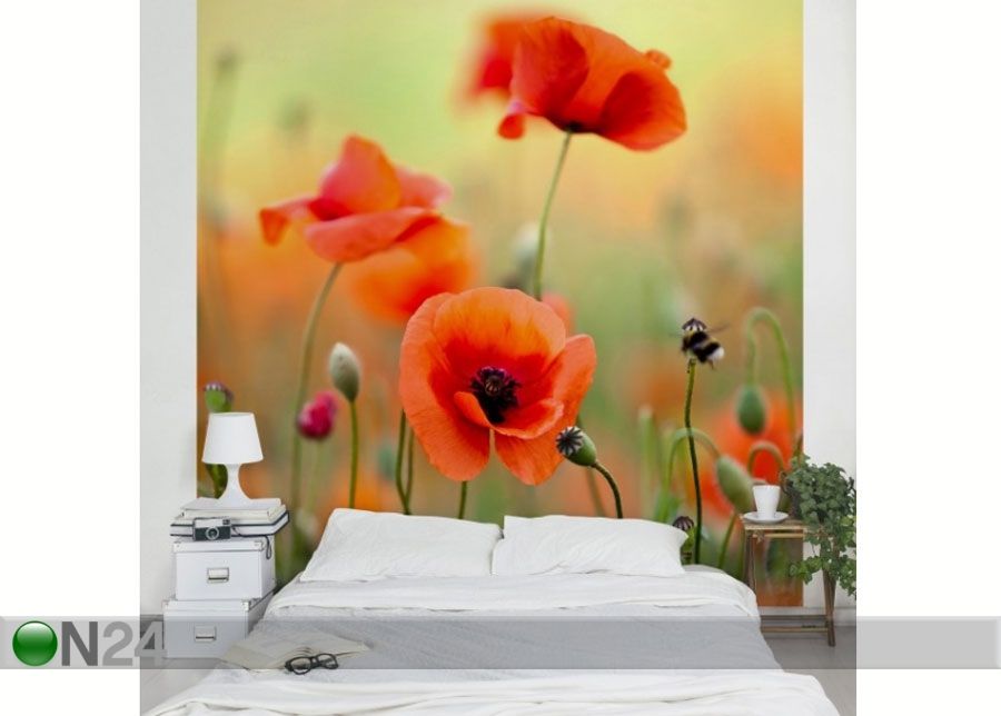Fleece-kuvatapetti RED SUMMER POPPY kuvasuurennos