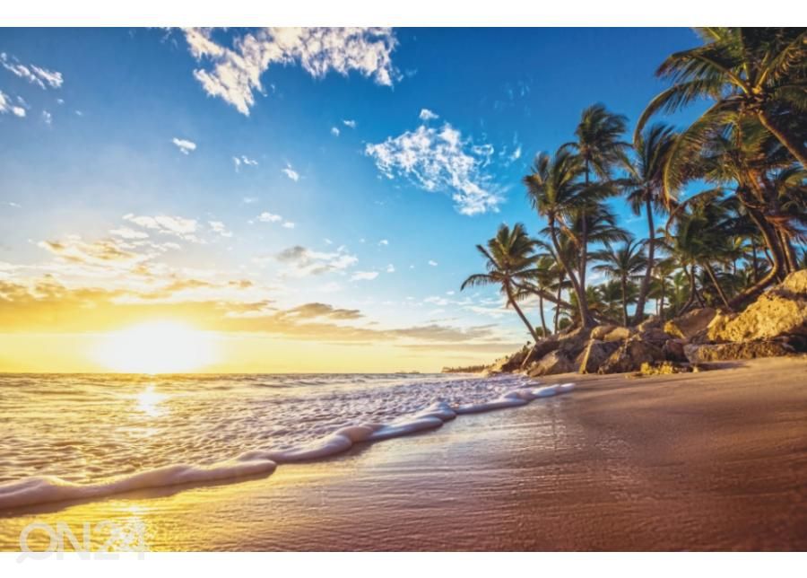 Fleece kuvatapetti Tropical Paradise Beach 368x254 cm kuvasuurennos