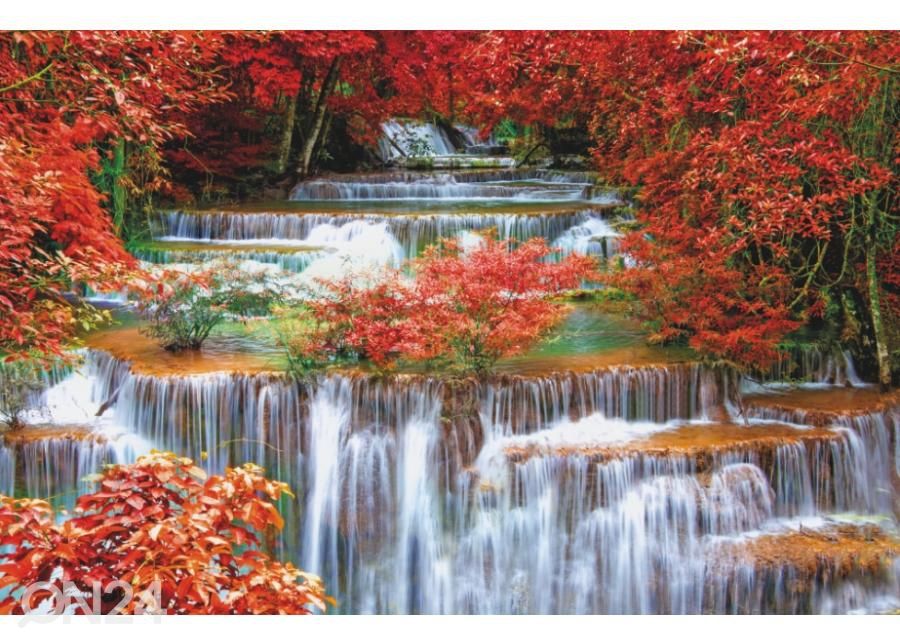 Fleece kuvatapetti Waterfall In Rain Forest 400x260 cm kuvasuurennos
