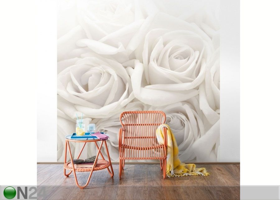 Fleece-kuvatapetti WHITE ROSES kuvasuurennos