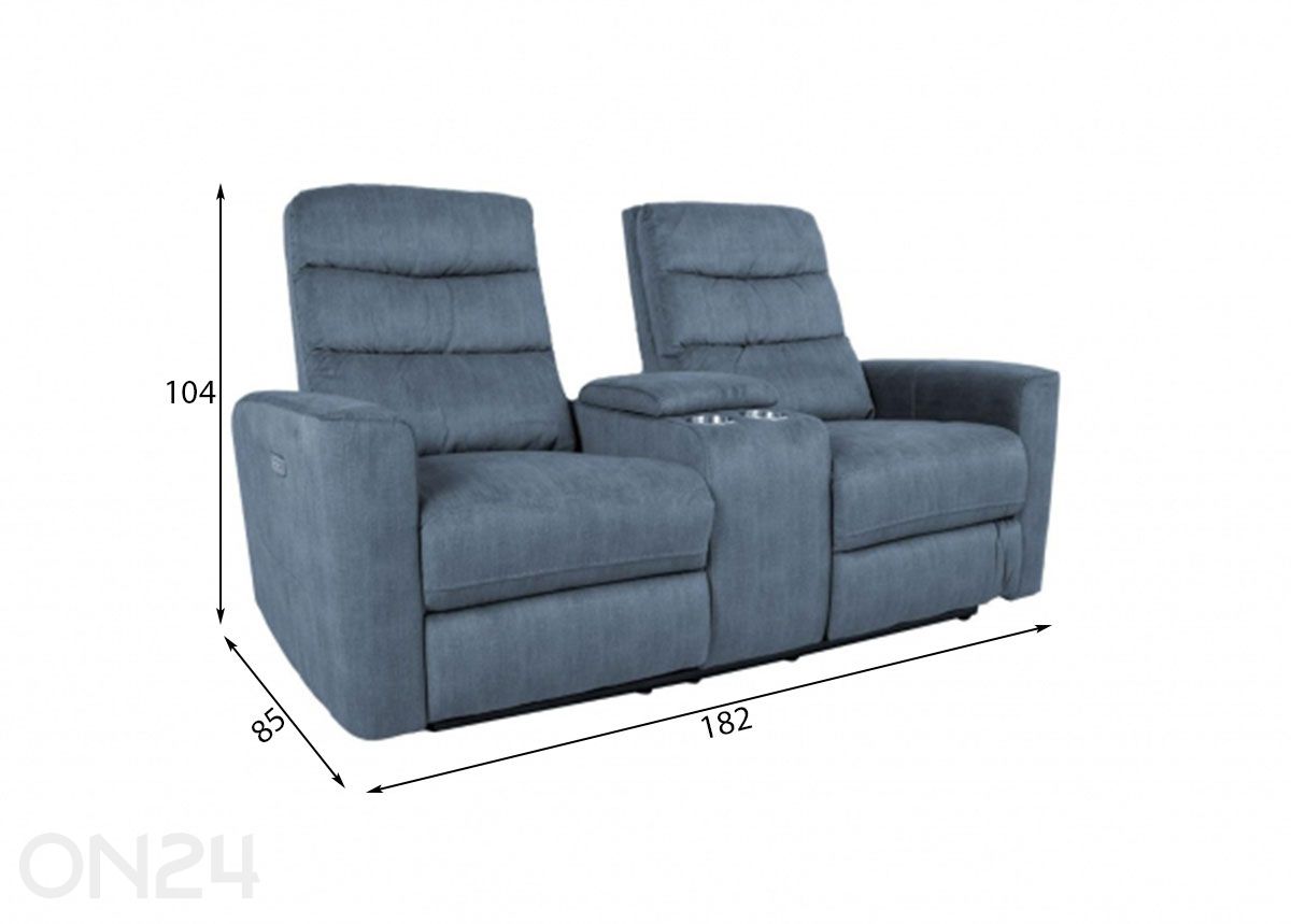 Gaston Recliner 2-istuttava sohva kuvasuurennos mitat