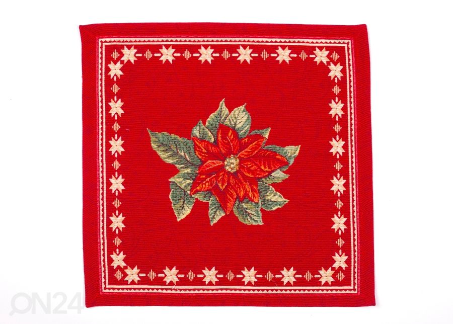 Globeliinikankainen pöytäliina/ kattausliina Ornamentti punainen 45x45 cm kuvasuurennos