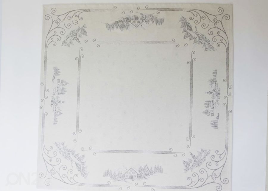 Gobeliinikankainen joululiina Chalet Lurex silver 100x100 cm kuvasuurennos