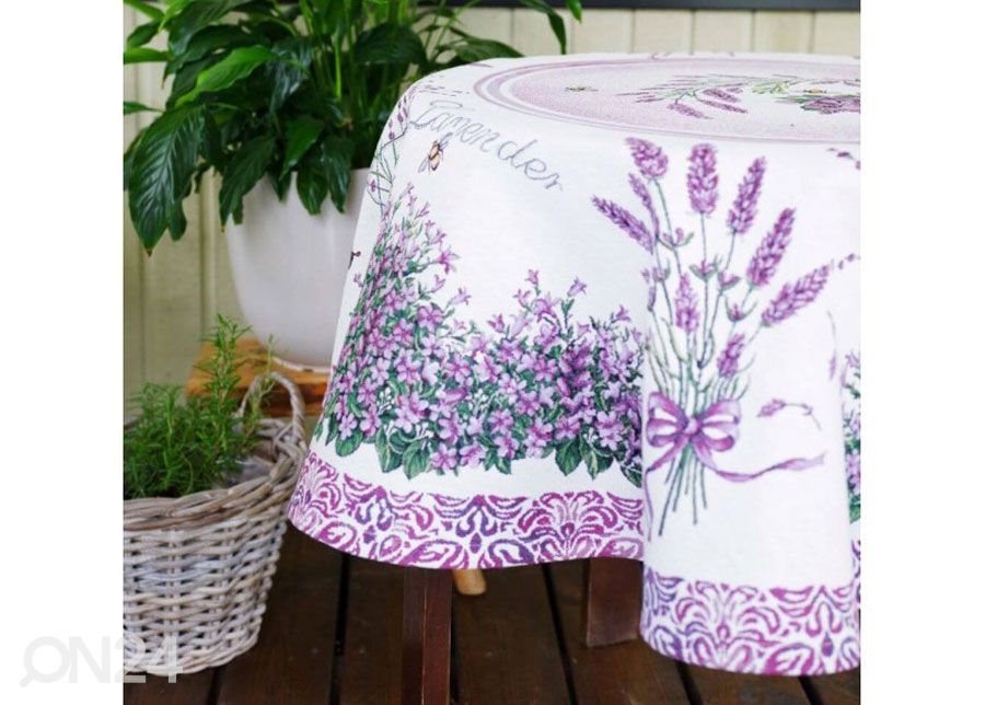 Gobeliinikankainen pöytäliina Violet Lavender Ø 140 cm kuvasuurennos