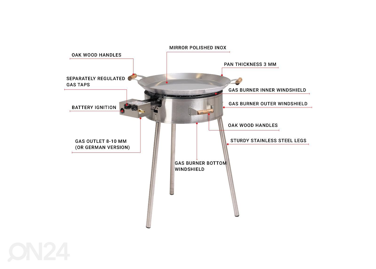 GrillSymbol grillipannu kaasupolttimella PRO-580 inox kuvasuurennos